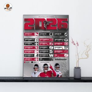 Atlanta Falcons NFL 2026 Schedule Official Poster Decoration Wall Art Home Decor Poster Canvas