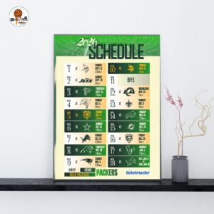 Green Bay Packers NFL 2026 Schedule Official Poster Decoration Wall Art Home Decor Poster Canvas
