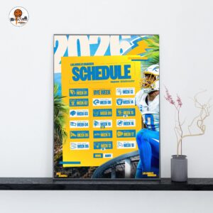 Los Angeles Chargers NFL 2026 Schedule Official Poster Decoration Wall Art Home Decor Poster Canvas
