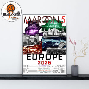 Maroon 5 Europe 2026 Full Schedule Dates and Cities List Decoration Wall Art Home Decor Poster Canvas