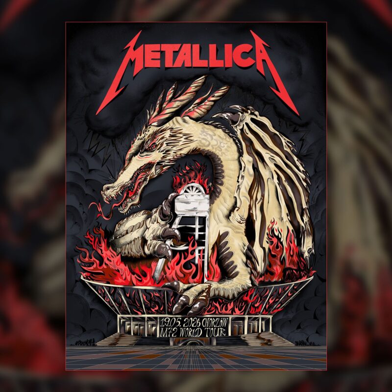 Metallica M72 Chorzow 2026 M72 World Tour Official Poster at Stadion Slaski in Chorzow Poland on May 19 2026