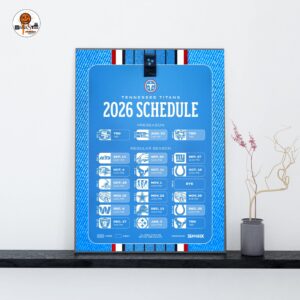 Tennessee Titans NFL 2026 Schedule Official Poster Decoration Wall Art Home Decor Poster Canvas