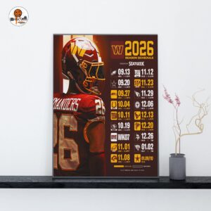 Washington Commanders NFL 2026 Schedule Official Poster Decoration Wall Art Home Decor Poster Canvas