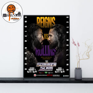 2026 WWE SummerSlam Minnesota Poster World Heavyweight Championship Roman Reigns Vs Seth Rollins Home Decor Poster Canvas