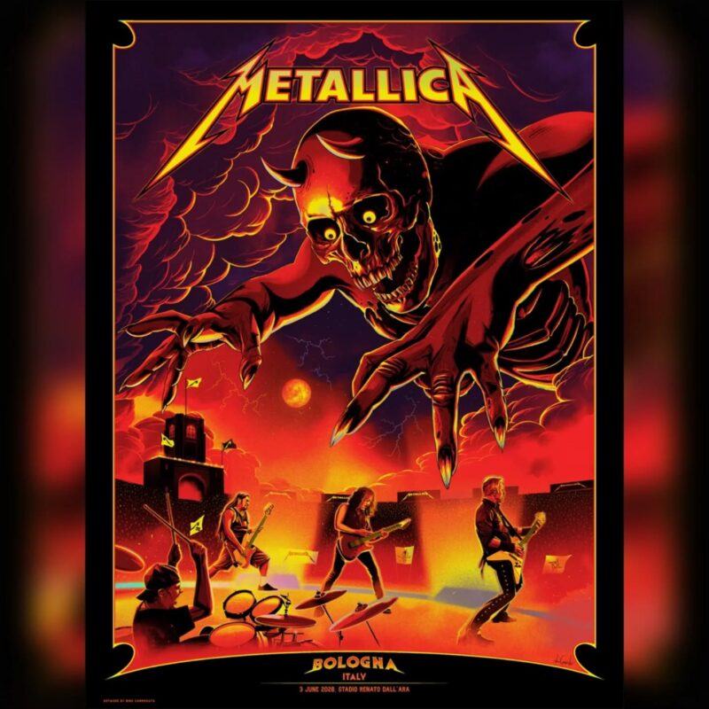 Metallica M72 Bologna 2026 M72 World Tour Poster at Stadio Renato Dall’Ara in Bologna Italy on June 3rd 2026