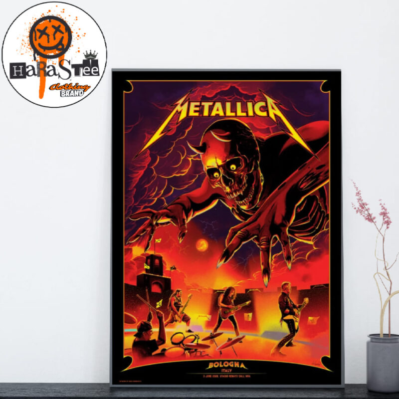 Metallica M72 Bologna 2026 M72 World Tour Poster at Stadio Renato Dall’Ara in Bologna Italy on June 3rd 2026 Home Decor Poster Canvas