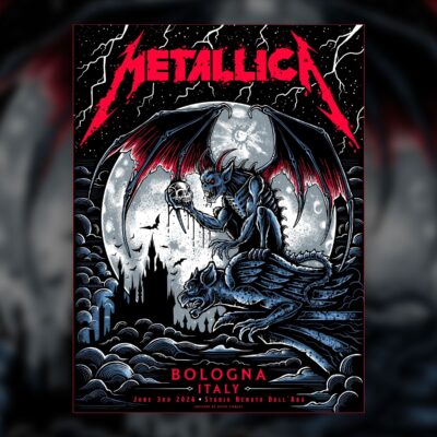 Metallica M72 Bologna Pop Up Shop Exclusive Limited Edition Poster at Stadio Renato Dall'Ara in Bologna Italy on June 3rd 2026