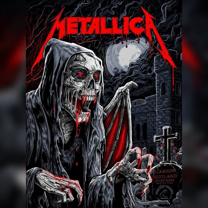 Metallica M72 Glasgow 2026 Pop Up Poster At Hampden Park In Glasgow Scotland On June 25 2026 Art By Landon Armstrong