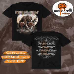 Powerwolf Official European Summer 2026 Schedule Dates List Two Sided Unisex T-Shirt
