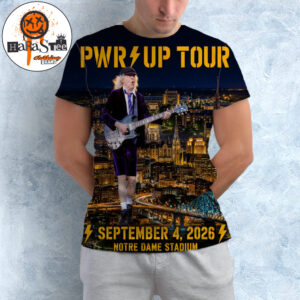 ACDC Power Up Tour 2026 PWR Up Tour Poster at Notre Dame Stadium In Notre Dame IN on September 4 2026 All Over Print Shirt