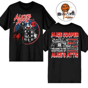 Alice Cooper with the Alice’s Attic EU Tour 2026 Haunted House Two Sided Unisex T-Shirt