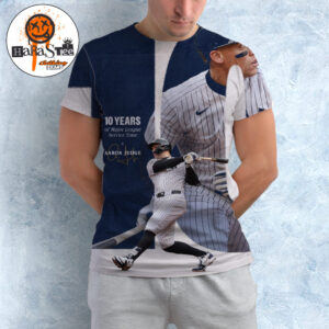 Congratulations to Captain New York Yankees Aaron Judge 10 Years of Major League Baseball Service Time All Over Print Shirt
