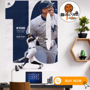 Congratulations to Captain New York Yankees Aaron Judge 10 Years of Major League Baseball Service Time Home Decor Poster Canvas