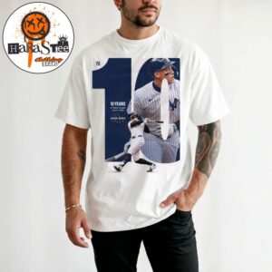 Congratulations to Captain New York Yankees Aaron Judge 10 Years of Major League Baseball Service Time Unisex T-Shirt