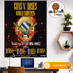Guns N Roses North America 2026 World Tour Dates List On August And September Official Poster Home Decor Poster Canvas