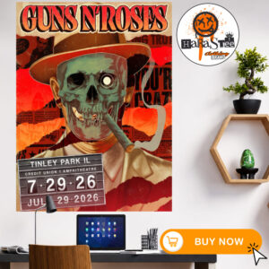 Guns N Roses Tinley Park IL North America 2026 World Tour Poster On July 29 At Credit Union 1 Amphitheatre Home Decor Poster Canvas