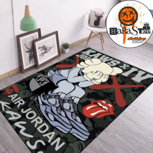 KAWS Inspired Air Jordan Camo Area Rug Living Room Carpet Streetwear Hypebeast Home Decor