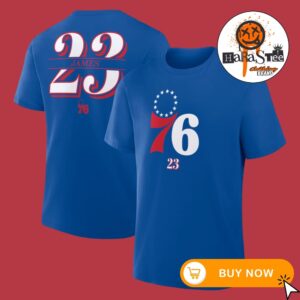 LeBron James x Philadelphia 76ers In The Paint Name And Number Two Sided Unisex T-Shirt