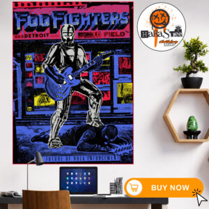 Foo Fighters Live In Detroit Tonight Poster 2026 Take Cover Tour On August 6 At Ford Field Detroit MI The Future Of Rock Enforcement Home Decor Wall Art Poster Canvas