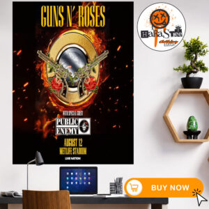 Guns N Roses East Rutherford NJ 2026 World Tour At MetLife Stadium On August 12 2026 With Special Guest Public Enemy Home Decor Poster Canvas