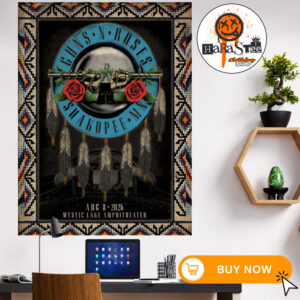 Guns N Roses Shakopee MN 2026 World Tour Tonight Event Poster Show At Mystic Lake Amphitheater On August 8 2026 Wall Art Poster Canvas