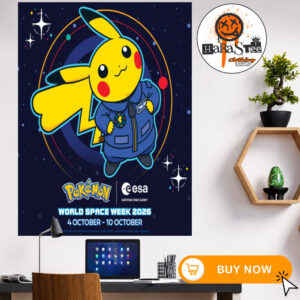 Pokemon x ESA World Space Week 2026 October 4-10 Official Poster Home Decor Poster Canvas