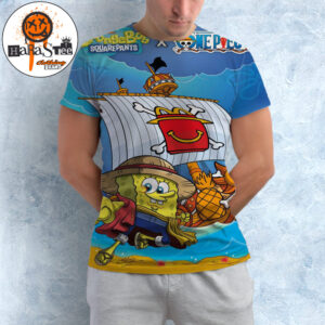 SpongeBob SquarePants x One Piece SpongeBob Is Monkey D Luffy Official Artwork All Over Print Shirt