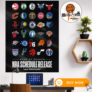 The 2026-2027 Season NBA Schedule Release Full Teams Logo Official Poster Home Decor Wall Art Poster Canvas